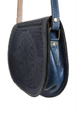 MyTindy Leather Black Cross Body Bag with Hamsa Engraving, view 2