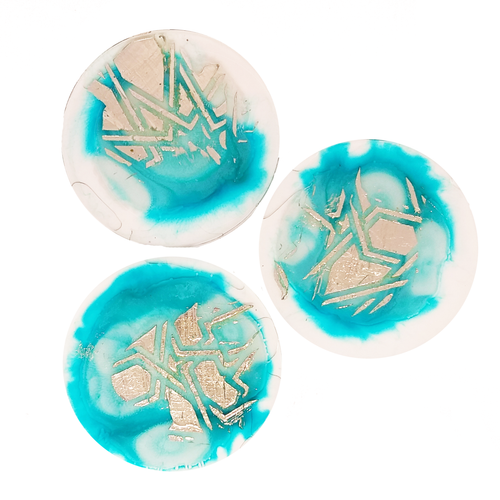 MyTindy Light Blue and Gold Resin Coasters