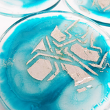 MyTindy Light Blue and Gold Resin Coasters, view 2