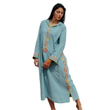 MyTindy Light Blue and Yellow Djellaba Moroccan Dress, view 2