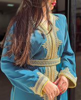 MyTindy Light Blue & Gold Kaftan, view 3