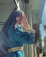 MyTindy Light Blue & Gold Kaftan, view 4