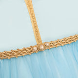 MyTindy Light blue Moroccan kaftan for girls kids, view 2