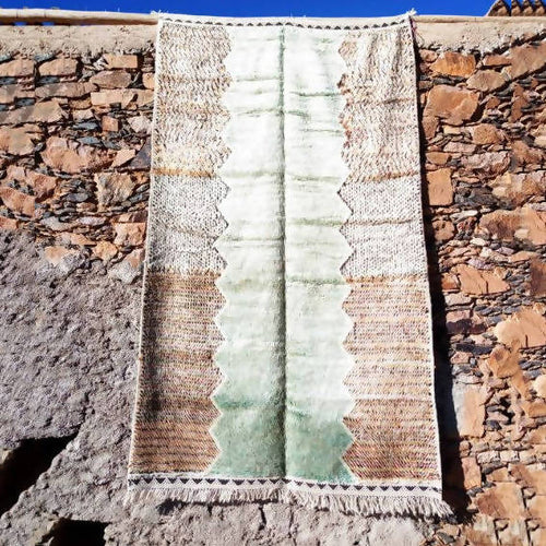 MyTindy Light Green and Brown Moroccan Rug