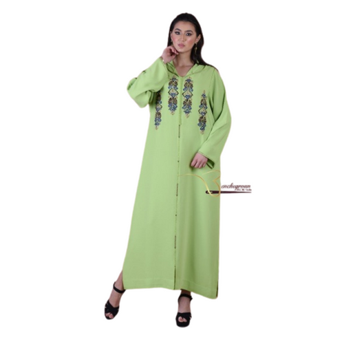 MyTindy Light Green Embroidered Djellaba