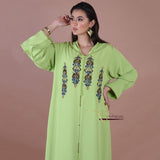 MyTindy Light Green Embroidered Djellaba, view 2