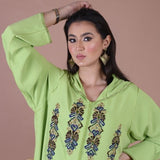 MyTindy Light Green Embroidered Djellaba, view 3