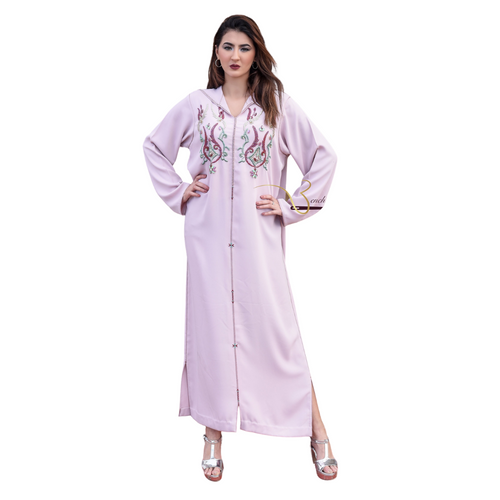 MyTindy Light Pink Embroidered Djellaba