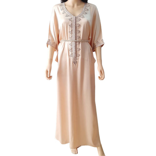 MyTindy Light Pink Satin Gandoura with bronze details