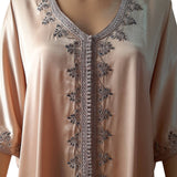 MyTindy Light Pink Satin Gandoura with bronze details, view 2