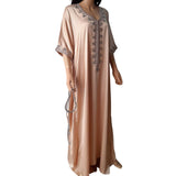 MyTindy Light Pink Satin Gandoura with bronze details, view 3