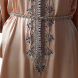 MyTindy Light Pink Satin Gandoura with bronze details, view 4
