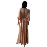MyTindy Light Pink Satin Gandoura with bronze details, view 6