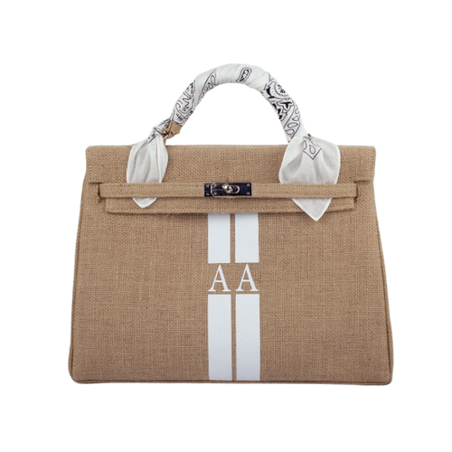 MyTindy LOLA 24H Jute Handbag with Initials