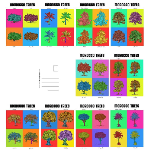 MyTindy LOT OF 10 POSTCARDS - POP interpretation of the botanical board Morocco Trees Poster