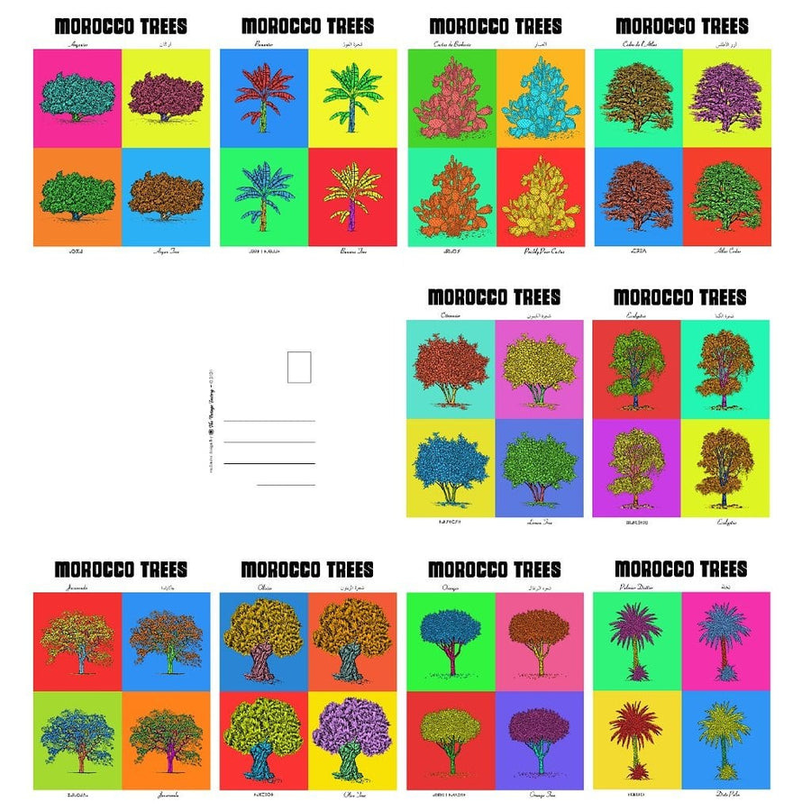 MyTindy LOT OF 10 POSTCARDS - POP interpretation of the botanical board Morocco Trees Poster
