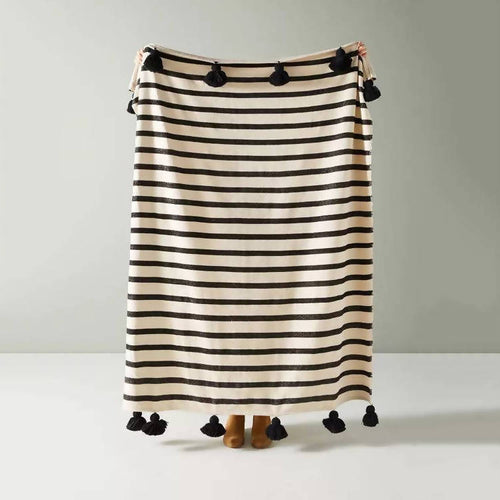 MyTindy Madame Black and White Striped Blanket