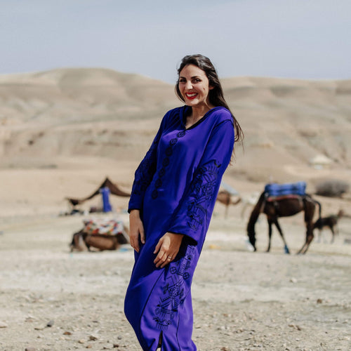 MyTindy Majorelle Blue Djellaba Moroccan Dress