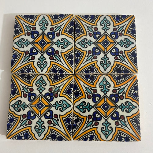 MyTindy Marrakech Ceramic tiles Hand painted backsplash tiles 4"x4" 100% Handmade for Bathroom Remodeling and kitchen Projects works wall and ground
