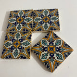 MyTindy Marrakech Ceramic tiles Hand painted backsplash tiles 4"x4" 100% Handmade for Bathroom Remodeling and kitchen Projects works wall and ground, view 2