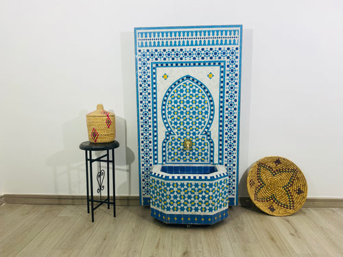 MyTindy Marrakech Mosaic water feature - Zellige Mosaic water Fountain - Mosaic Fountain 100% handcrafted for indoor/outdoor - mid century modern
