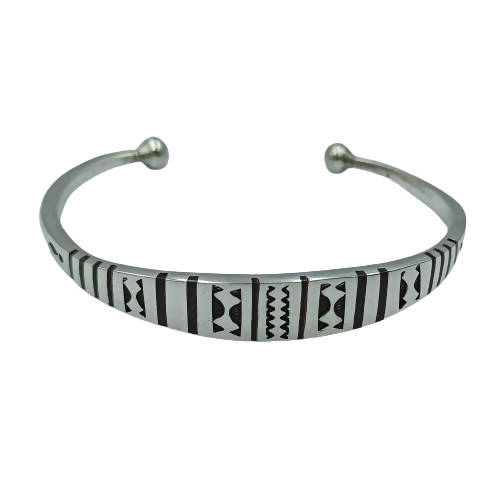 MyTindy Men and Women Charm, Bangle Bracelet 925 Silver Open , 2-Ball Cuff Bracelet, Handmade in Morocco