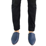 MyTindy Men Moroccan Slipper in Navy Blue Leather, view 6