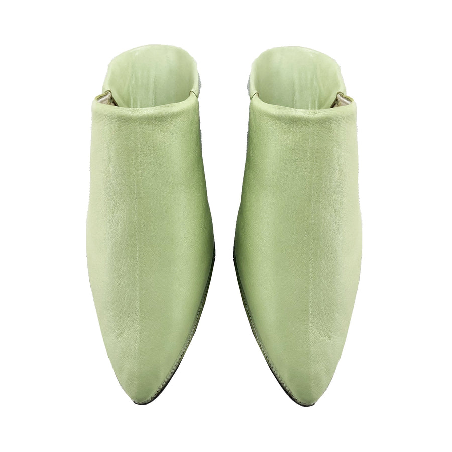 MyTindy Men Moroccan Slipper in Pistachio Green Leather