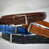 MyTindy Men's chic black braided belt in genuine leather, view 2