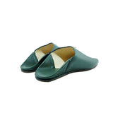 MyTindy Men's Moroccan Slipper in Khaki Leather with anchor, view 5