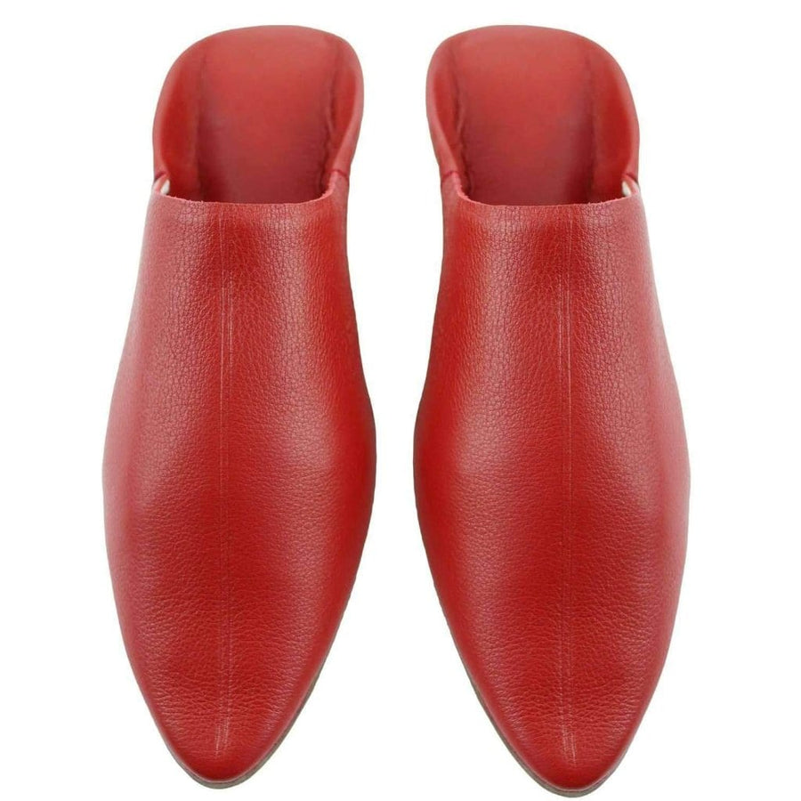 MyTindy Men's Moroccan Slipper in Red Leather