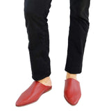 MyTindy Men's Moroccan Slipper in Red Leather, view 2