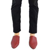 MyTindy Men's Moroccan Slipper in Red Leather, view 6