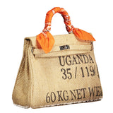 MyTindy Mini LOLA Uganda Coffee Jute Handbag, view 2