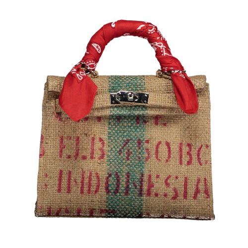 MyTindy Mini LOLA Red Coffee Jute Handbag
