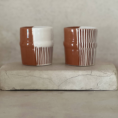 MyTindy Mini M Cups - White & Terracotta