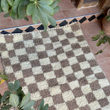 MyTindy Moroccan Azilal Checker White and Beige Rug, view 2