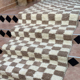 MyTindy Moroccan Azilal Checker White and Beige Rug, view 3