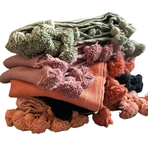 MyTindy Moroccan bedspread - Plaid pompons