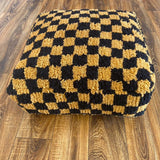 MyTindy Moroccan Berber Square Gold & Black Checkered Pouf Ottoman, view 2