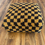 MyTindy Moroccan Berber Square Gold & Black Checkered Pouf Ottoman, view 3