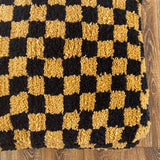 MyTindy Moroccan Berber Square Gold & Black Checkered Pouf Ottoman, view 6