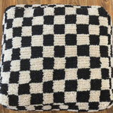 MyTindy Moroccan Berber Square White & Black Checkered Pouf Ottoman, view 2