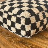 MyTindy Moroccan Berber Square White & Black Checkered Pouf Ottoman, view 3
