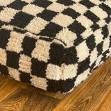 MyTindy Moroccan Berber Square White & Black Checkered Pouf Ottoman, view 4