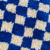 MyTindy Moroccan Berber Square White & Blue Checkered Pouf Ottoman, view 4
