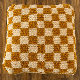 MyTindy Moroccan Berber Square White & Creamy Brown Checkered Pouf Ottoman, view 2