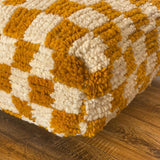 MyTindy Moroccan Berber Square White & Creamy Brown Checkered Pouf Ottoman, view 4