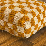 MyTindy Moroccan Berber Square White & Creamy Brown Checkered Pouf Ottoman, view 5