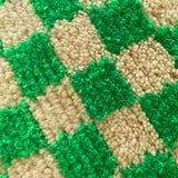 MyTindy Moroccan Berber Square White & Green Checkered Pouf Ottoman, view 4